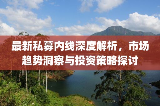 最新私募内线深度解析，市场趋势洞察与投资策略探讨