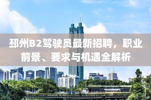 邳州B2驾驶员最新招聘，职业前景、要求与机遇全解析