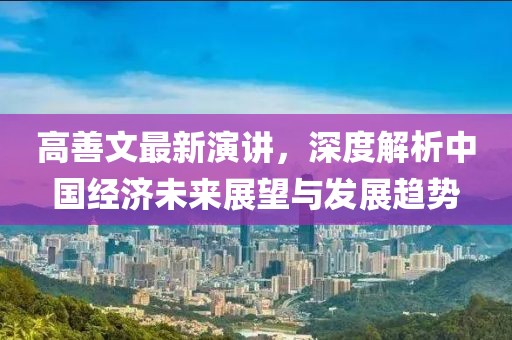 高善文最新演讲，深度解析中国经济未来展望与发展趋势